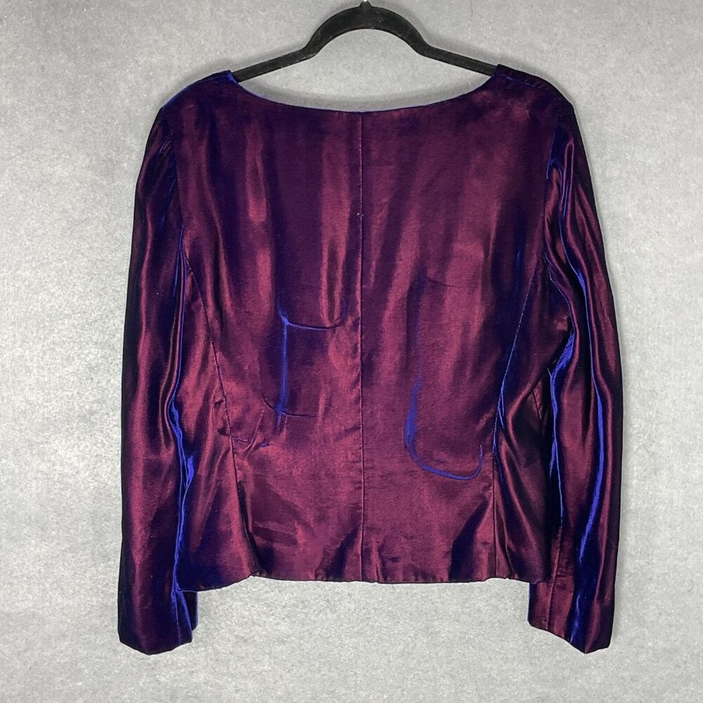Dana Buchman Top Sz 14 Purple Blue Chameleon Velour Shimmer Event Cocktail Party - Picture 2 of 9